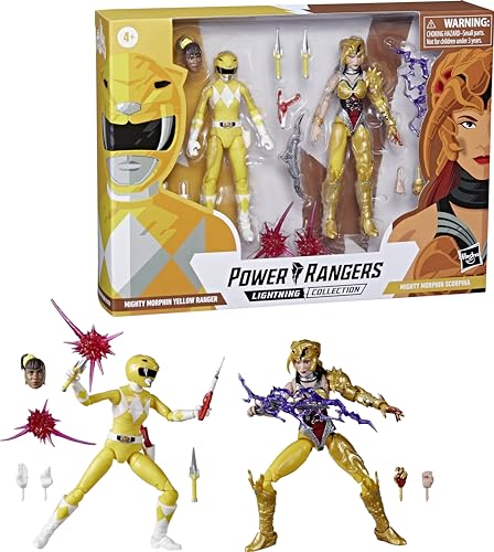 Power Rangers Lightning Collection Mighty Morphin Yellow Ranger Aisha Vs. Scorpina 2-Pack 6-Inch Premium Collectible Action Figure Toys