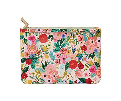 RIFLE PAPER CO. Garden Party Clutch, Small Pocket for a Credit Card or ID, Gold Zipper and Hardware, Printed in Full Color with Foil Stamped Logo, 9.75' L × 7' W