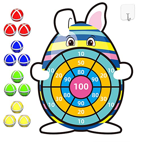 HONGID Easter Basket Stuffers,30' Bunny Dart Board With 12 Sticky Balls,Easter Eggs Filled,Easter Theme Party Favor,Easter Gifts for Boys Girls - Outdoor Indoor Kids Toys-Easter Decor Decorations