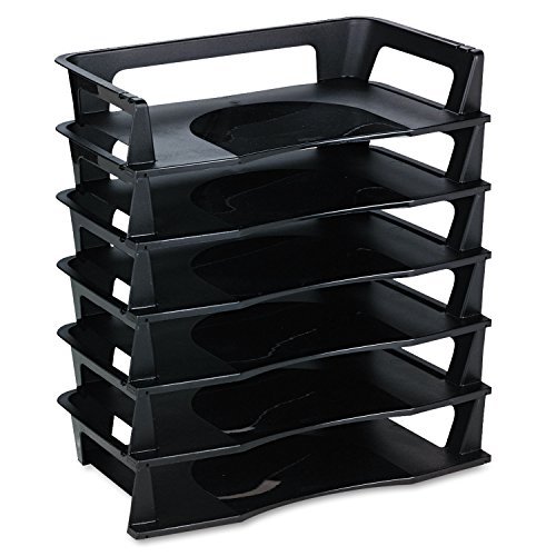 Rubbermaid Regeneration Letter Tray, Six Tier, Plastic, Black (86028)