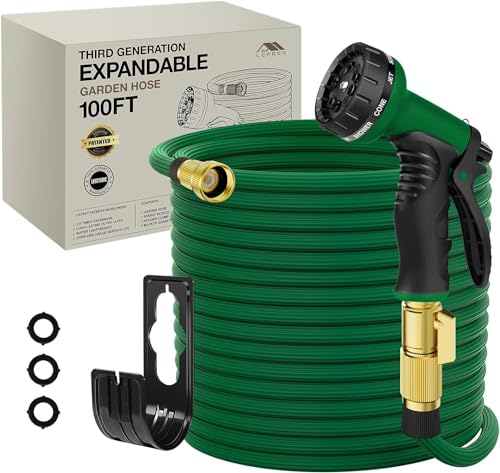 Lefree Garden Hose 100ft, Expandable Garden Hose Leak-Proof with 40 Layers of Innovative Nano Rubber,2024 Version/New Patented, Lightweight, No-Kink Flexible Water Hose (Green)