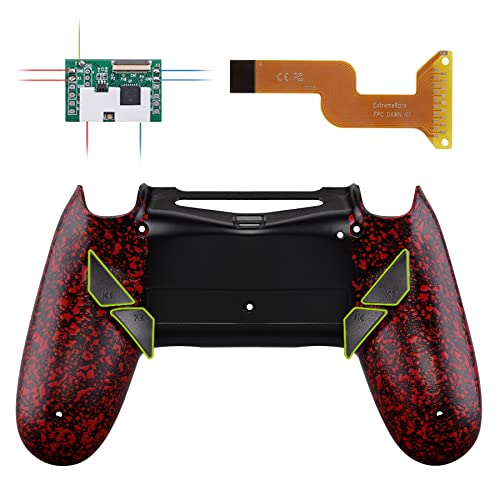 eXtremeRate Textured Red Dawn Programable Remap Kit for PS4 Controller with Upgrade Board & Redesigned Back Shell & 4 Back Buttons - Compatible with JDM-040/050/055 - Controller NOT Included
