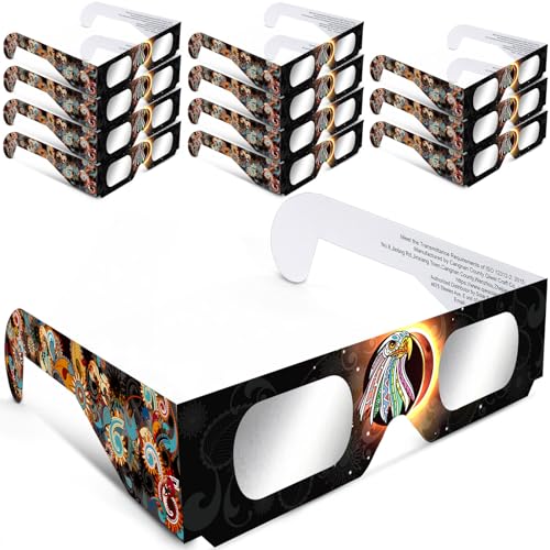 Andbasis Solar Eclipse Glasses, 12 Pack ISO 12312-2:2015(E) & CE Certified 2024 Approved Safe Shades for Direct Solar Eclipse Viewing Direct Sun Observation(Eagle)