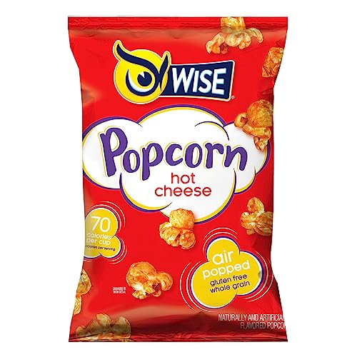 Wise Snacks Hot Cheese Popcorn 0.625 Ounce (42 Count), Air Popped Individual Snack Size Bags Healthy Popcorn Snacks, School and Halloween Snacks for Kids, Gluten Free