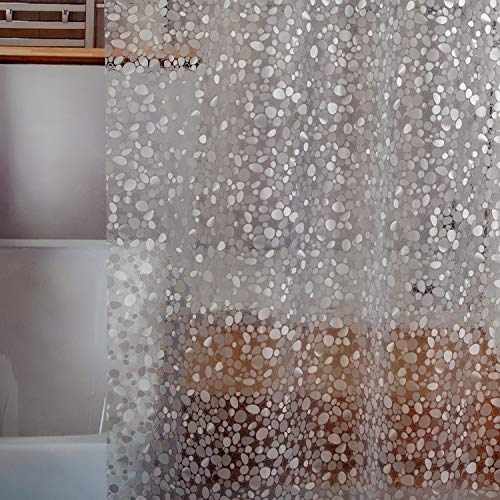 Waterproof Shower Curtain Liner 8G EVA Thick Shower Curtain with Heavy Duty 3 Bottom Magnets, Shower Liner for Shower Stall, Bathtubs, 3D Pebble Pattern, 72 x 72,12 Hooks