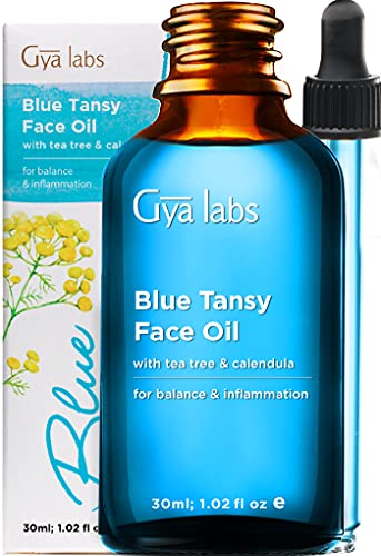 Gya Labs Blue Tansy Face Oil for Sensitive Skin (1.02 fl oz) - Formulated with Blue Tansy Extract, Squalane and Vitamin E - Soothes Irritation, Hydrates Skin & Reduces Breakouts For Calmer Complexions