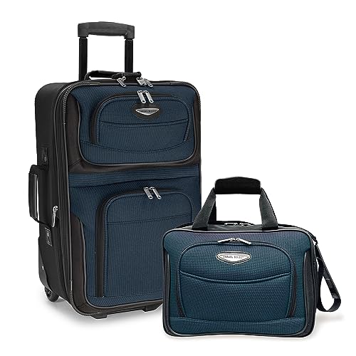 Travel Select Amsterdam Expandable Rolling Upright Luggage, Navy, 2-Piece Set