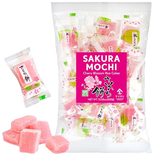 YAMASAN KYOTO UJI Japanese Sakura Mochi Candies -Real Traditional Cherry blossom Rice Cakes- Aromatic Flavor of Japanese Spring Soft and Chewy Texture Individually Wrapped 300g/10.58oz