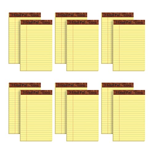 TOPS 5 x 8 Legal Pads, 12 Pack, The Legal Pad Brand, Narrow Ruled, Yellow Paper, 50 Sheets Per Writing Pad, Made in the USA (7501)