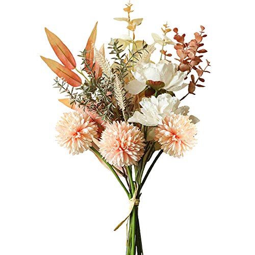 KIRIFLY Artificial Fake Flowers Plants Silk Flower Arrangements Wedding Bouquets Decorations Plastic Floral Table Centerpieces for Home Kitchen Garden Party Décor (Champagne)