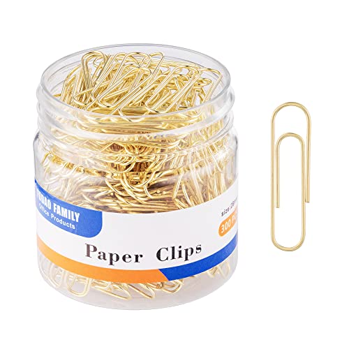 Paper Clips, 300-Count, Paperclips, Paper Clip, Gold Paper Clips, 1.1 Inch (28mm) Small Paper Clips