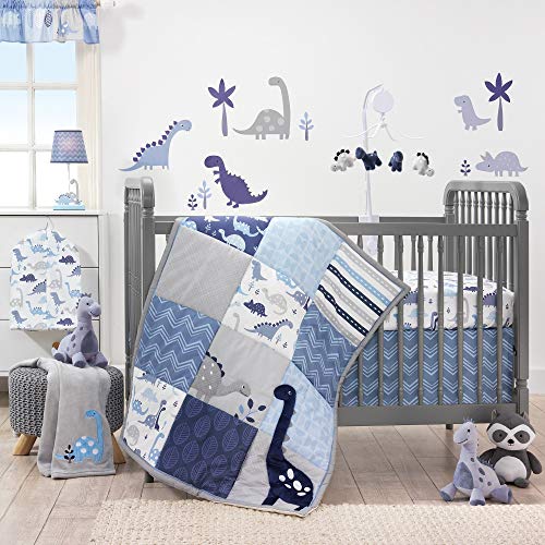 Bedtime Originals Roar Dinosaur 3 Piece Crib Bedding Set, Blue/Gray, ‎44x1x35 Inch