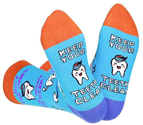 Women's Novelty Socks with Dental Teeth Meds ECG Nurse Crew Design, Funny Gift