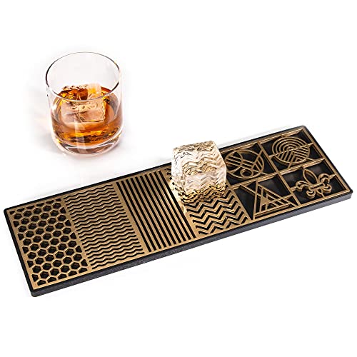 Clear Ice Cube Design Tray - Craft Modern Ice Molds for Bourbon & Cocktails in 5 Seconds - Whiskey Ice Mold Ice Cube Stamp – Bartender Accessories - Clear Ice Cocktails by Ash Harbor (Patterns)