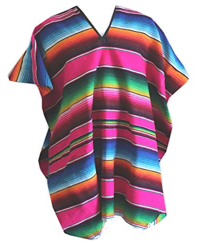 Del Mex Mexican Serape Poncho Adult Costume (Pink)