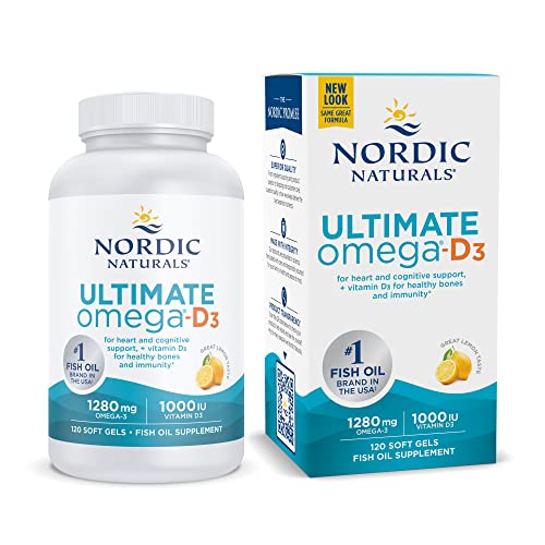 Nordic Naturals Ultimate Omega-D3, Lemon Flavor - 120 Soft Gels - 1280 mg Omega-3 + 1000 IU Vitamin D3 - Omega-3 Fish Oil - EPA & DHA - Promotes Brain, Heart, Joint, & Immune Health - 60 Servings