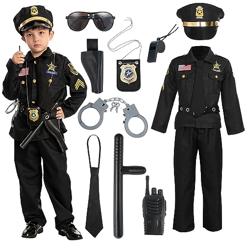 Spooktacular Creations Police Costume for Kids, Cop Costume Outfit Set for Halloween Role-playing, Carnival Cosplay, Themed Parties (Medium (8-10 yr))