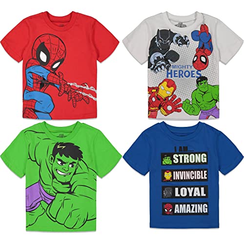 Marvel Avengers Super Hero Adventures Spider-Man Hulk Iron Man Toddler Boys 4 Pack Graphic T-Shirts 4T
