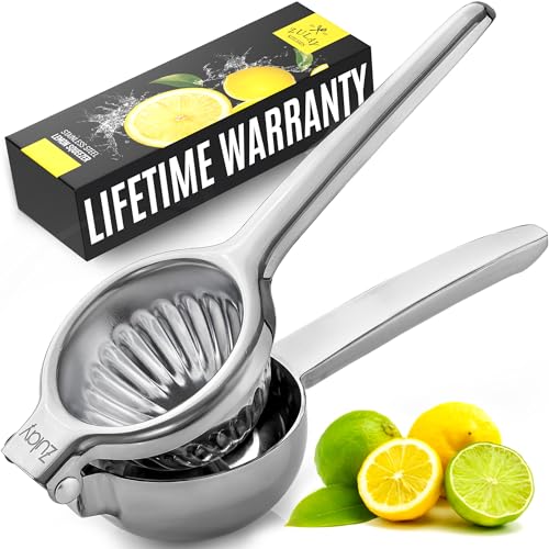 Zulay Kitchen Lemon Squeezer Stainless Steel - Premium Quality, Heavy Duty Solid Metal Squeezer Bowl - Large Manual Citrus Press Juicer and Lime Squeezer Stainless Steel