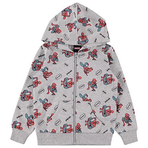 Marvel Boys Toddler Spiderman Hoodie - Spiderman, Ironman, Captain America & Hulk Toddler Boys Zip Hoodie Comics (Heather, 4T)