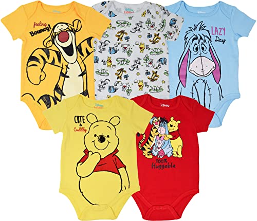 Disney Winnie the Pooh Newborn Baby Boys 5 Pack Bodysuits 3-6 Months