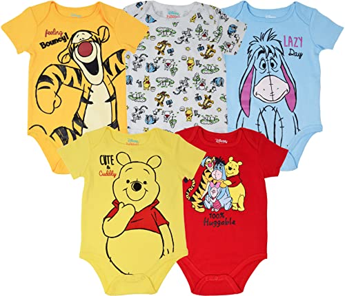 Disney Winnie the Pooh Newborn Baby Boys 5 Pack Bodysuits 6-9 Months