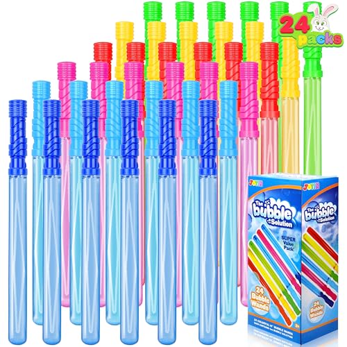 JOYIN 24 Pack 14.6’’ Big Bubble Wands Bulk (2 Dozen) for Summer Toy, Outdoor/Indoor Activity Use, Easter, Bubbles Party Favors Supplies for Kids