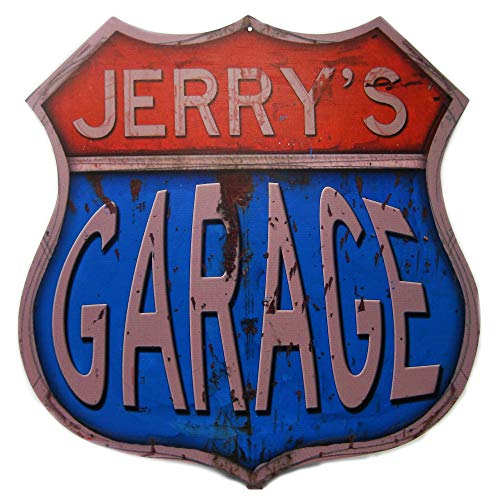 Tin Sign Shop | Iconic Vintage Garage Tin Sign Shield Shape | Personalized for Your Specific Needs | Shield Shape 15x14 inches