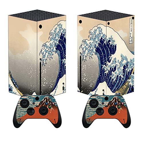 PlayVital The Great Wave Custom Vinyl Skins for Xbox Core Wireless Controller, Wrap Decal Cover Stickers for Xbox Series X Console Controller