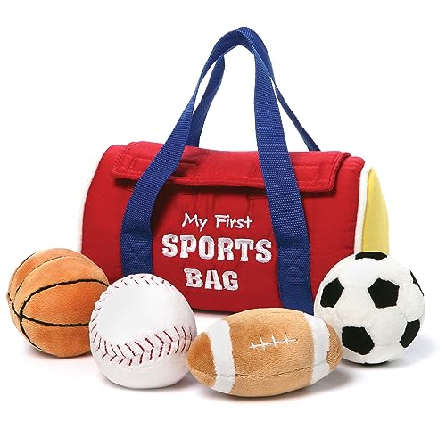 Baby GUND My First Sports Bag Stuffed Plush Playset, Baby Gift Toys for Boys and Girls Ages 1 & Up, 5 Piece, 8'