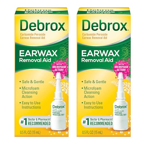 Debrox Ear Wax Removal Drops, Gentle Microfoam Ear Wax Remover, 0.5 Fl Oz, 2 Pack