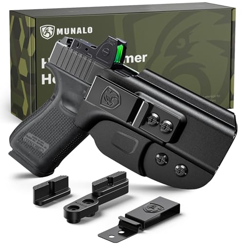 MUNALO Hybrid Holster Concealed Carry Compatible with Glock 19 (G19 Gen 3/4/5), 19X, 44, 45, 23, 32 - IWB Holster with Concealment Claw Ideal for Appendix Inside Waistband