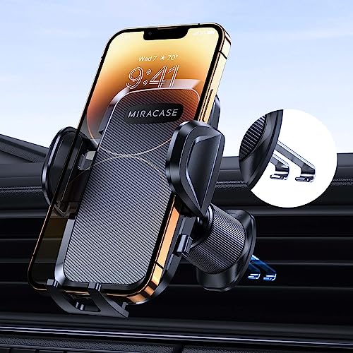 Miracase Car Phone Holder Mount, [Upgraded Dual Metal Hook Clip] Universal Phone Holders for Your Car, Hands Free Air Vent Car Mount Compatible with iPhone Samsung Google and All 4.0-7.2 inches Phones