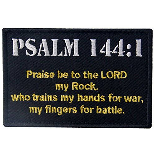Tactical Psalm 144:1 BNW Patch Combat Badge Morale Applique Embroidered Fastener Hook & Loop Emblem