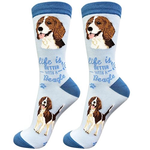 E&S Pets Pet Lover Socks - Dog Socks - Cat Socks - Fun Pet Lover Gifts - Cute Crew Socks - Unisex Novelty Socks - One Size Fits Most (Beagle)