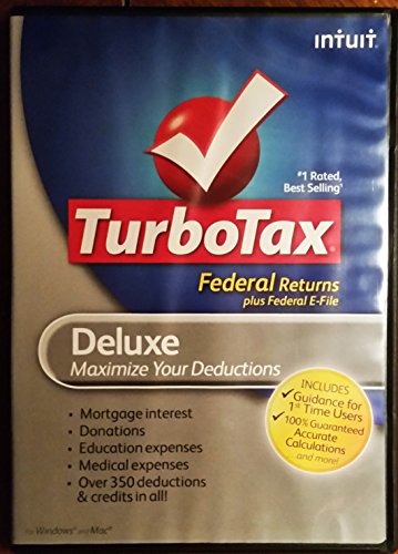 Turbo Tax Deluxe 2010 Federal Returns plus Federal E-File - PC/Mac