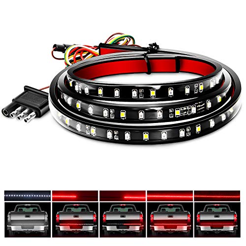 Nilight 48”/49” LED Tailgate Light Strip 90 LED Red/White for Running Light Brake / Turn Signal / Reverse Light，2 Years Warranty