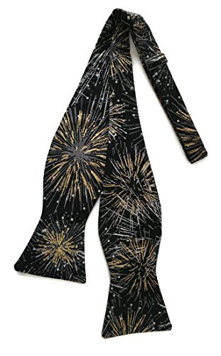 Holiday Bow Ties Mens Self-tie Bow Tie Fireworks Black and Gold Metallic, Men’s (Mens)