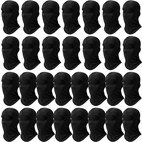 30 Pcs Balaclava Ski Face Mask Full Face Cover Mask UV Protection Cooling Neck Gaiter Winter Summer for Men Women Outdoor (Black, Simple Style)