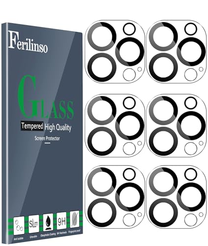 Ferilinso [6 Pack] Camera Lens Protector for iPhone 14 Pro Max iPhone 15 Pro Max iPhone 14 Pro iPhone 15 Pro Accessories camera screen Cover 9H Glass Unbreakable Protection Case Friendly