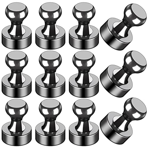 LOVIMAG 12Pcs Black Fridge Magnets, Small and Strong Magnets for Whiteboard, Office, Classroom, Map, Kitchen