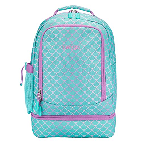 Bentgo Kids 2-in-1 Backpack & Insulated Lunch Bag - Durable 16” Backpack & Lunch Container in Unique Prints for School & Travel - Water Resistant, Padded & Large Compartments (Mermaid Scales)