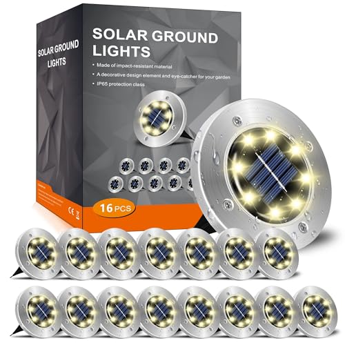 INCX Solar Lights for Outside,16 Pack Solar Lights Outdoor Waterproof, Solar Garden Lights Landscape Lighting for Patio Pathway Lawn Yard Deck Driveway Walkway Warm