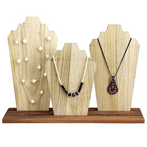 MOOCA Wooden Multiple Necklace Holder and Jewelry Display Stand for Selling: Versatile and Lightweight with Removable Displays - Ideal for Vendors, Trade Shows, and Boutiques, Oak Color