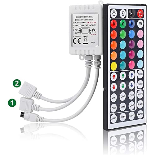 SUPERNIGHT RGB Light Strip Remote Controller, 2-in-1 4 Pin Dimming Dimmer Brightness Flash Mode Control Options for LED Tape Light,12V DC LEDs Rope Lighting (2 Ports)