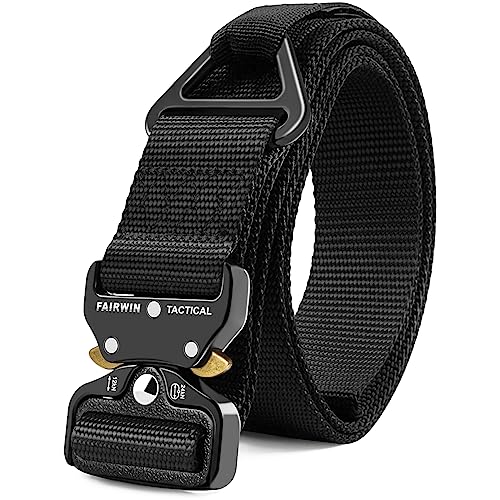 FAIRWIN Men's Tactical Belt, Rigger Belt, Utility Web Nylon Novelty Work Belt for Men (Black,S)