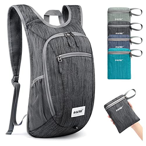 G4Free 10/15L Small Rucksack Foldable Backpack Lightweight Packable Daypack Travel Outdoor Hiking Shoulder Bag, Black, 10/15L