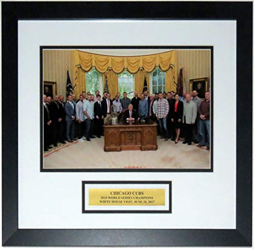 Chicago Cubs 2016 World Series Champions President Donald Trump White House Visit 11x14 Photo - Professionally Framed & Plate