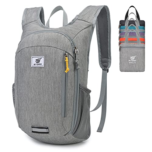 SKYSPER Small Daypack 10L Hiking Backpack Packable Lightweight Travel Day Pack for Women Men(Grey)