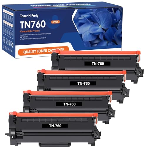 TN760 TN730 Toner for Brother Printer: TN-730/TN-760 Compatible for Brother TN 760 730 TN-760 TN-730 High Yield Black for MFC-L2710DW MFC-L2750DW HL-L2350DW DCP-L2550DW HL-L2390DW HL-L2370DW 4-Pack